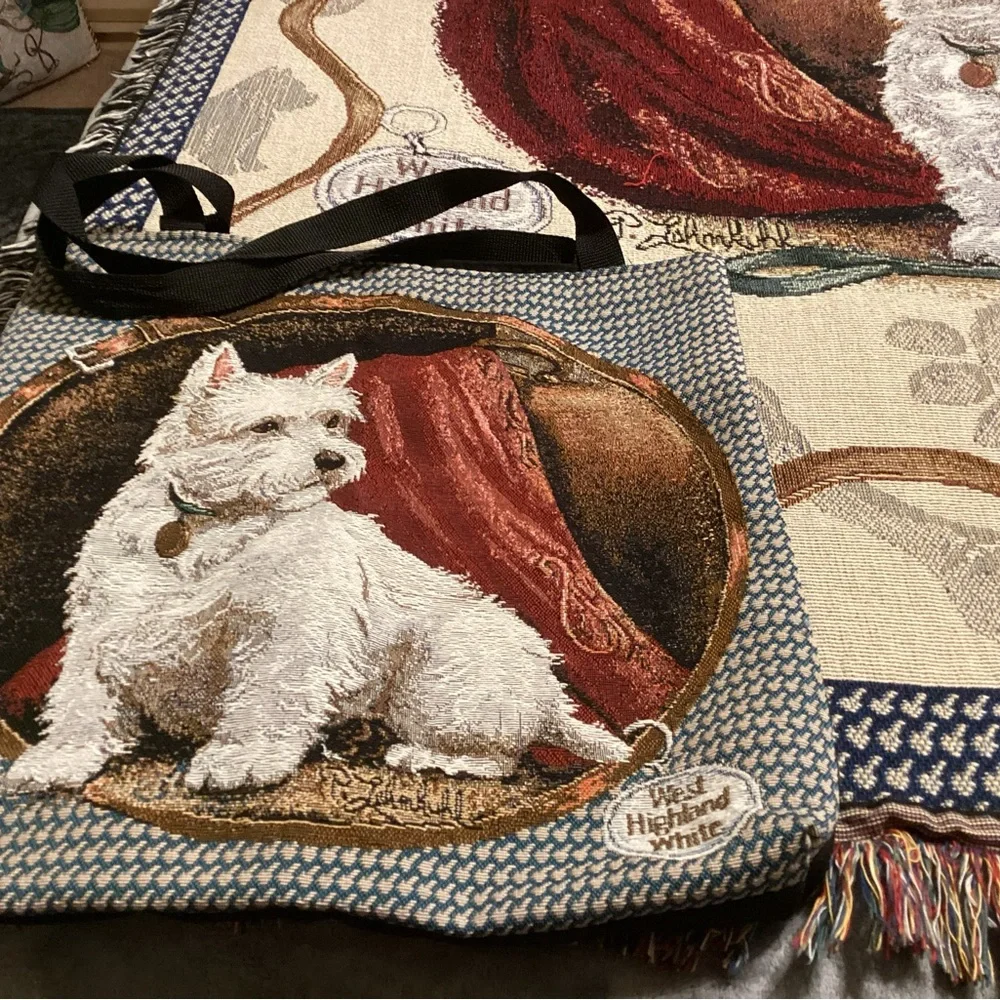 West Highland White Terrier Tapestry Throw Shopping Bag and Westie Book